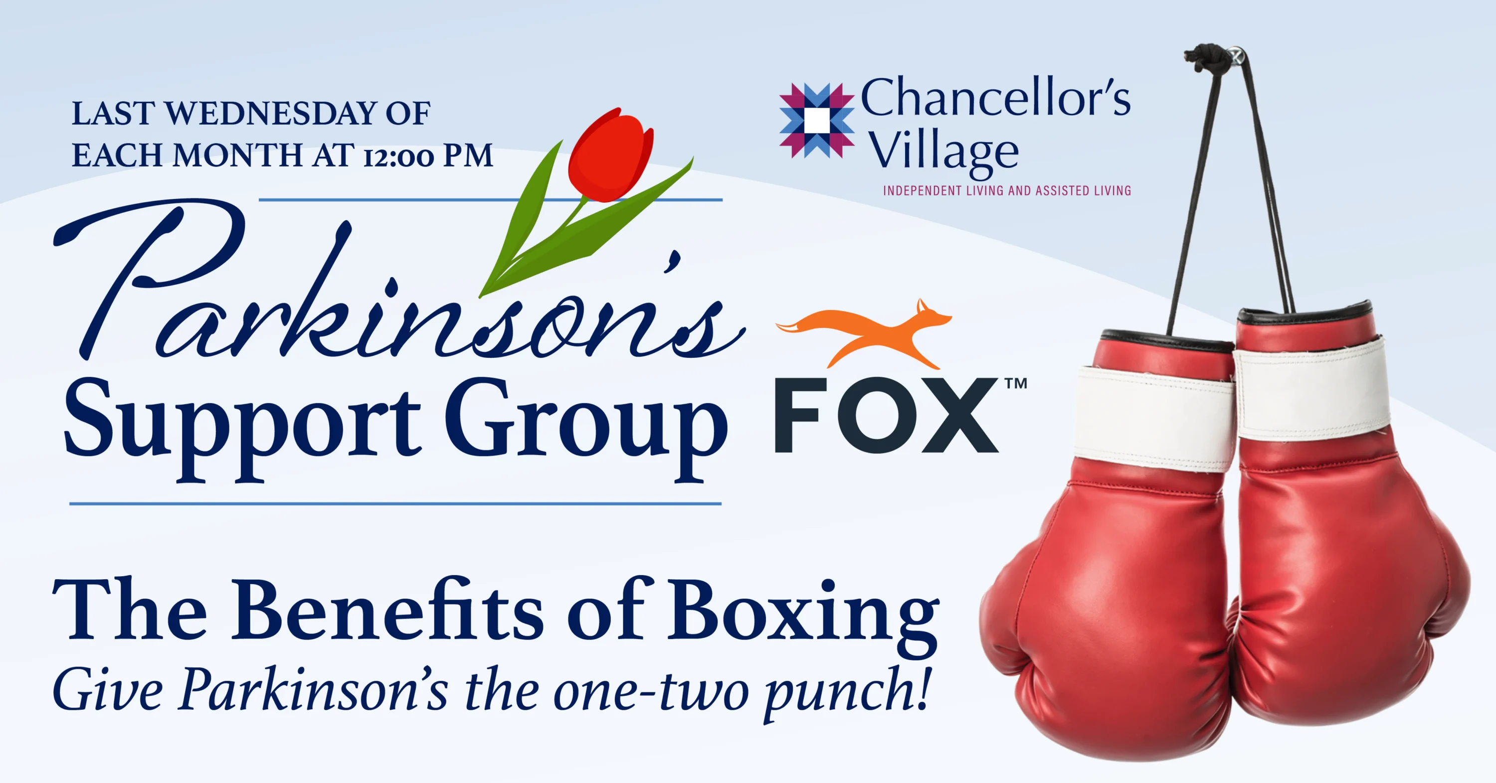 Parkinson’s Support Group Fox boxing benefit flyer